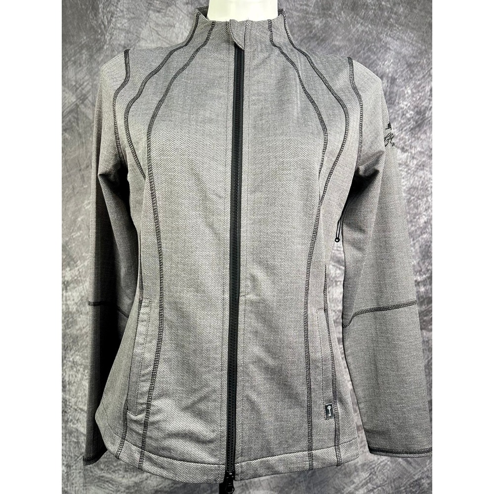 NWOT Belyn Key Touring Jacket Women Sm Gray Herringbone Golf Tennis Lightweight